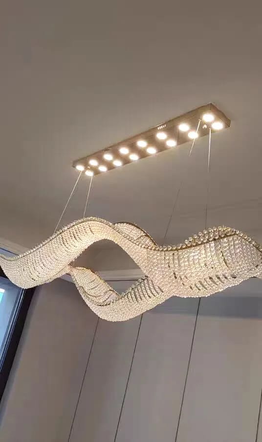 Customer photo review of Crystal Chandelier, Ribbon-Inspired Design, Integrated LED, 120–150 cm
