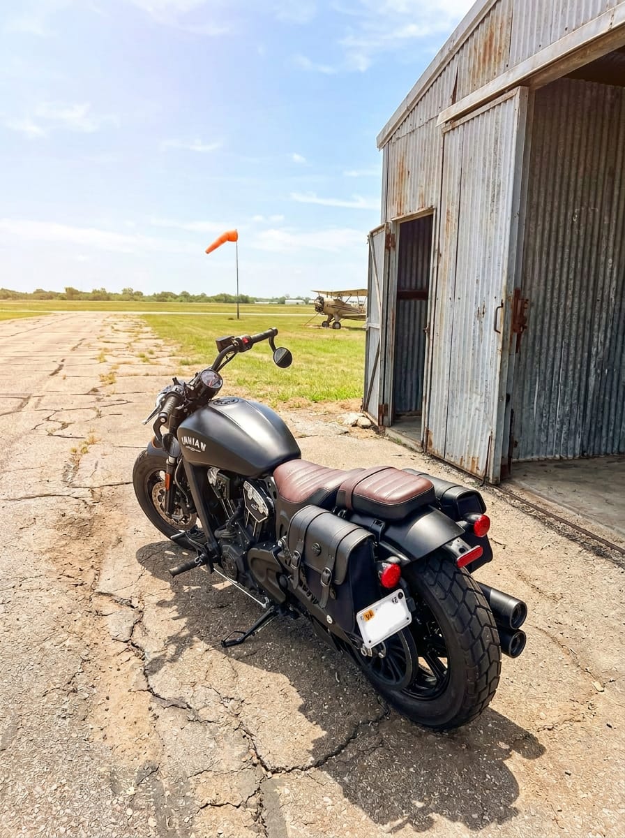 Customer photo review of 8L - Pony Indian Scout Bobber Leather Saddlebags