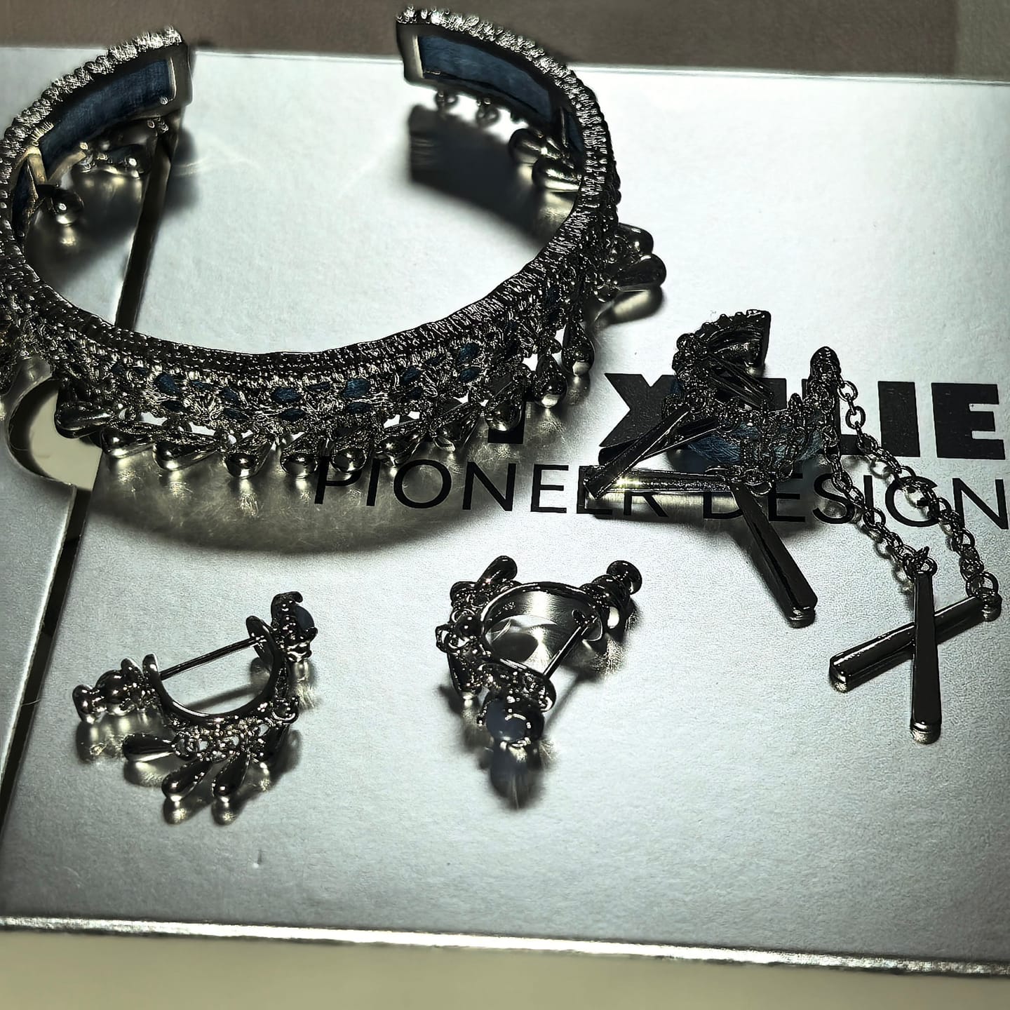 Customer photo review of "MIAO" Platinum Plated Ethnic Tie-Dye Tassel Bangle, Statement Cuff Bracelet