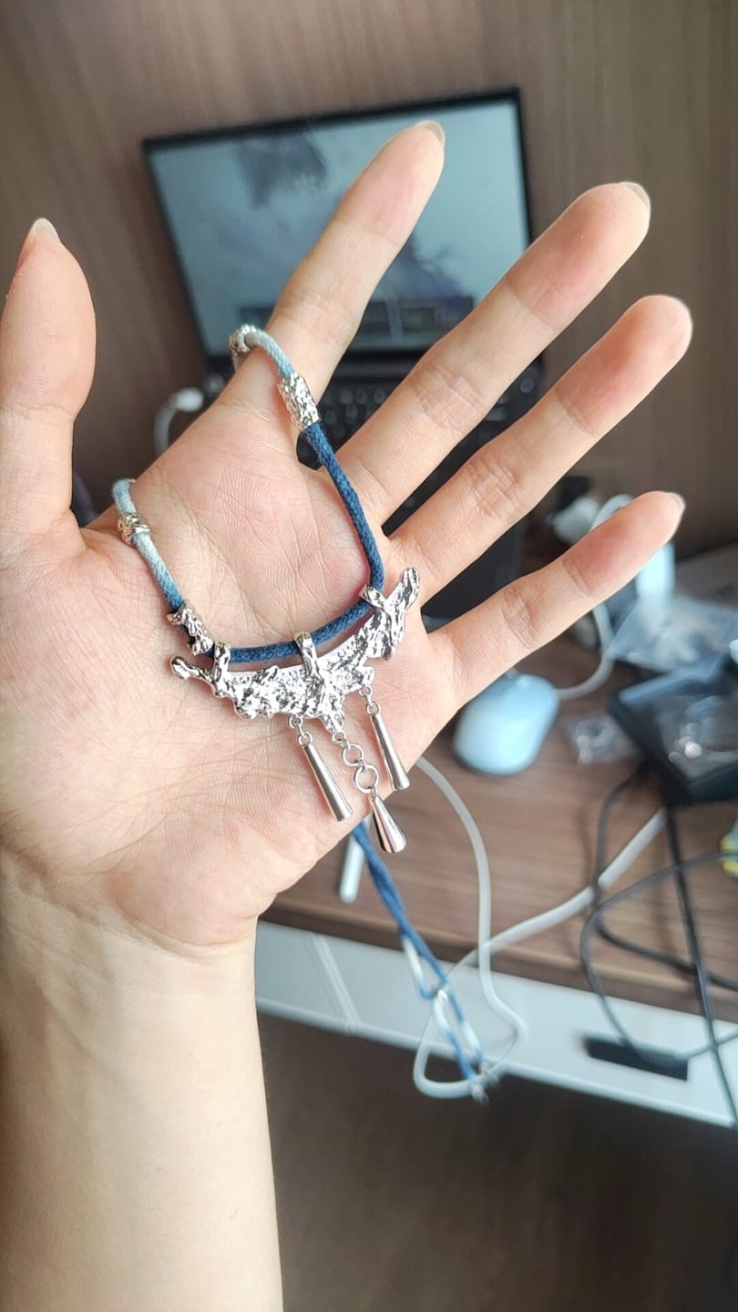 Customer photo review of "MIAO" Platinum Plated Ethnic Tie-Dye Tassel Bangle, Statement Cuff Bracelet