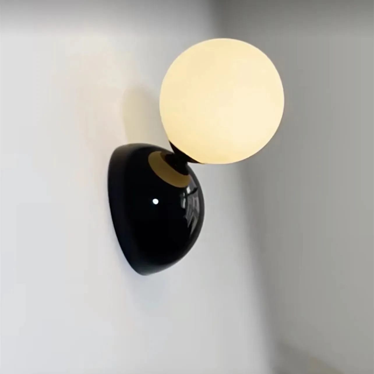 Customer photo review of Wall Light, Frosted Globe on Glossy Round Base, Wall Sconce, 18 cm