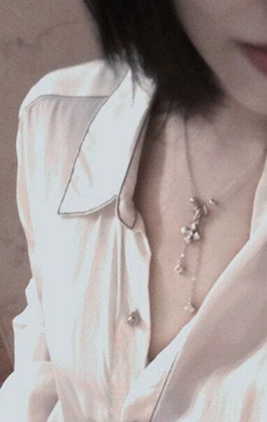 Customer photo review of "Bastet" Vintage Iris Pendant Necklace, with Zirconia