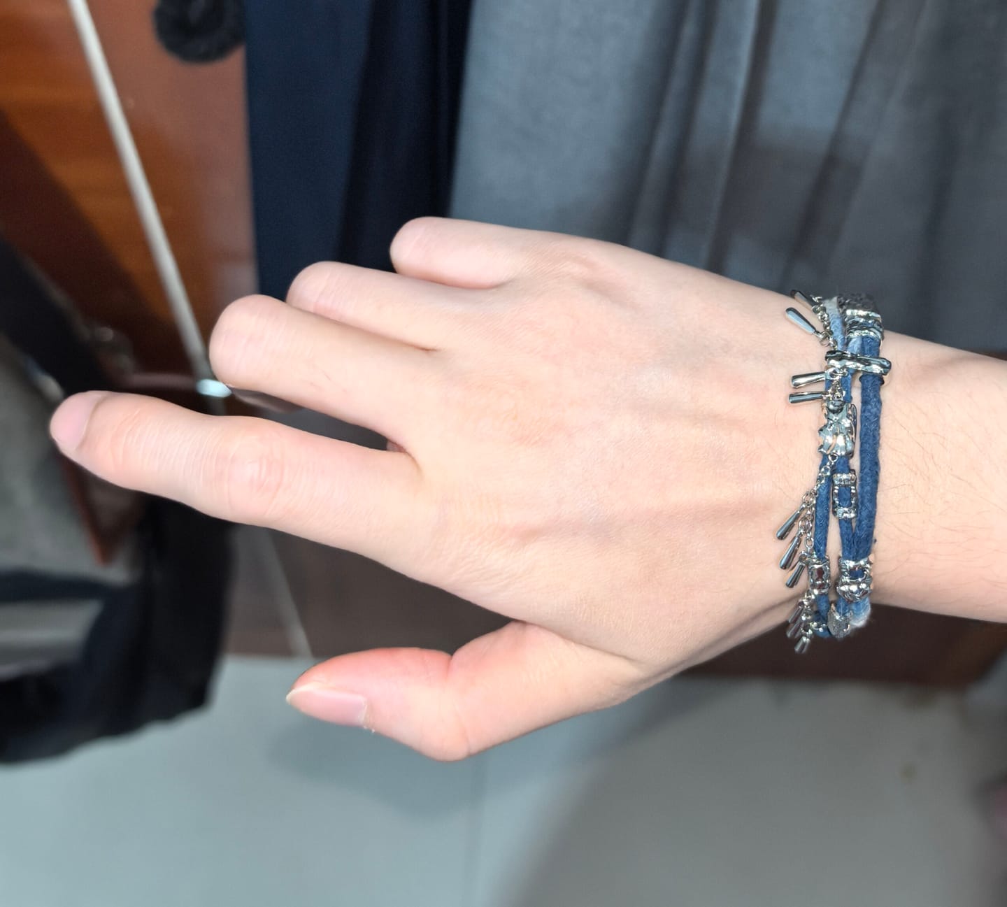 Customer photo review of "MIAO" Platinum Plated Ethnic Braided Tassel Bracelet, Statement Woven Handchain