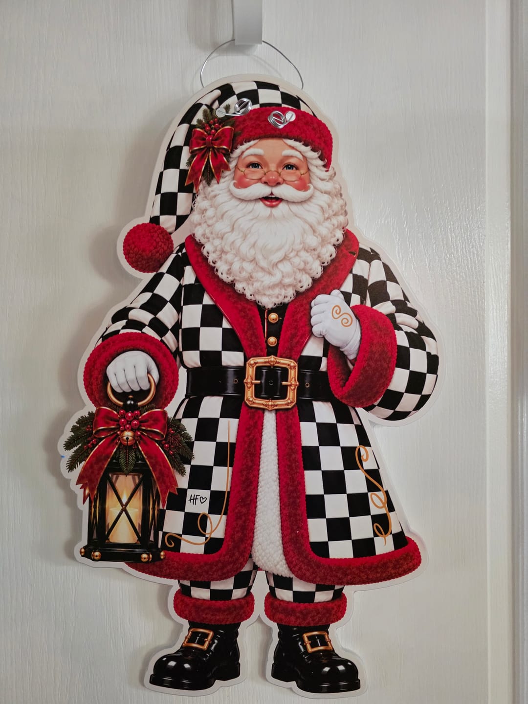 Customer photo review of Checkered and Festive Door Hanger