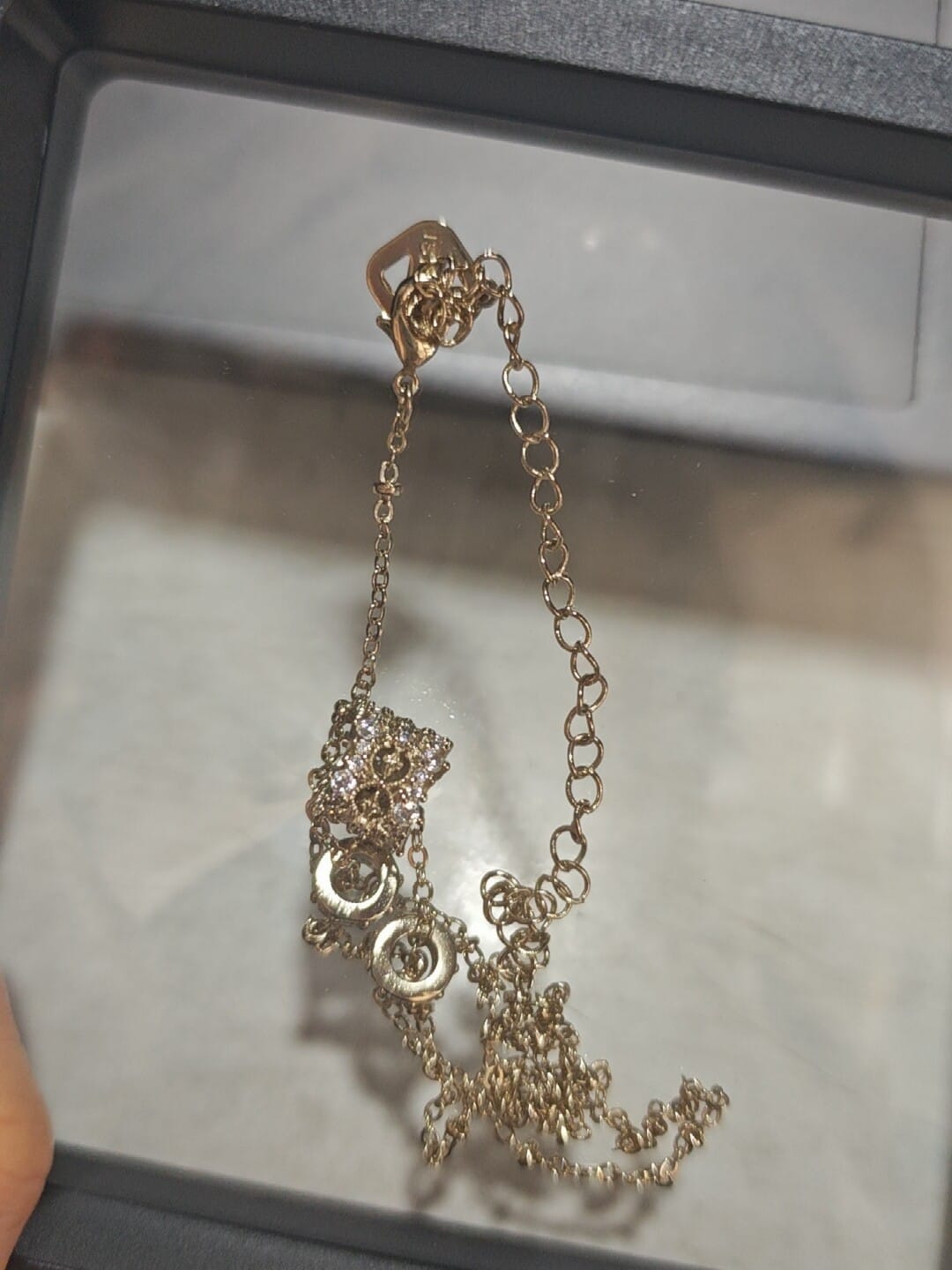 Customer photo review of "Bastet" 14K Gold Plated Vintage Sacred Iris Pendant Necklace, Floral Statement Jewelry