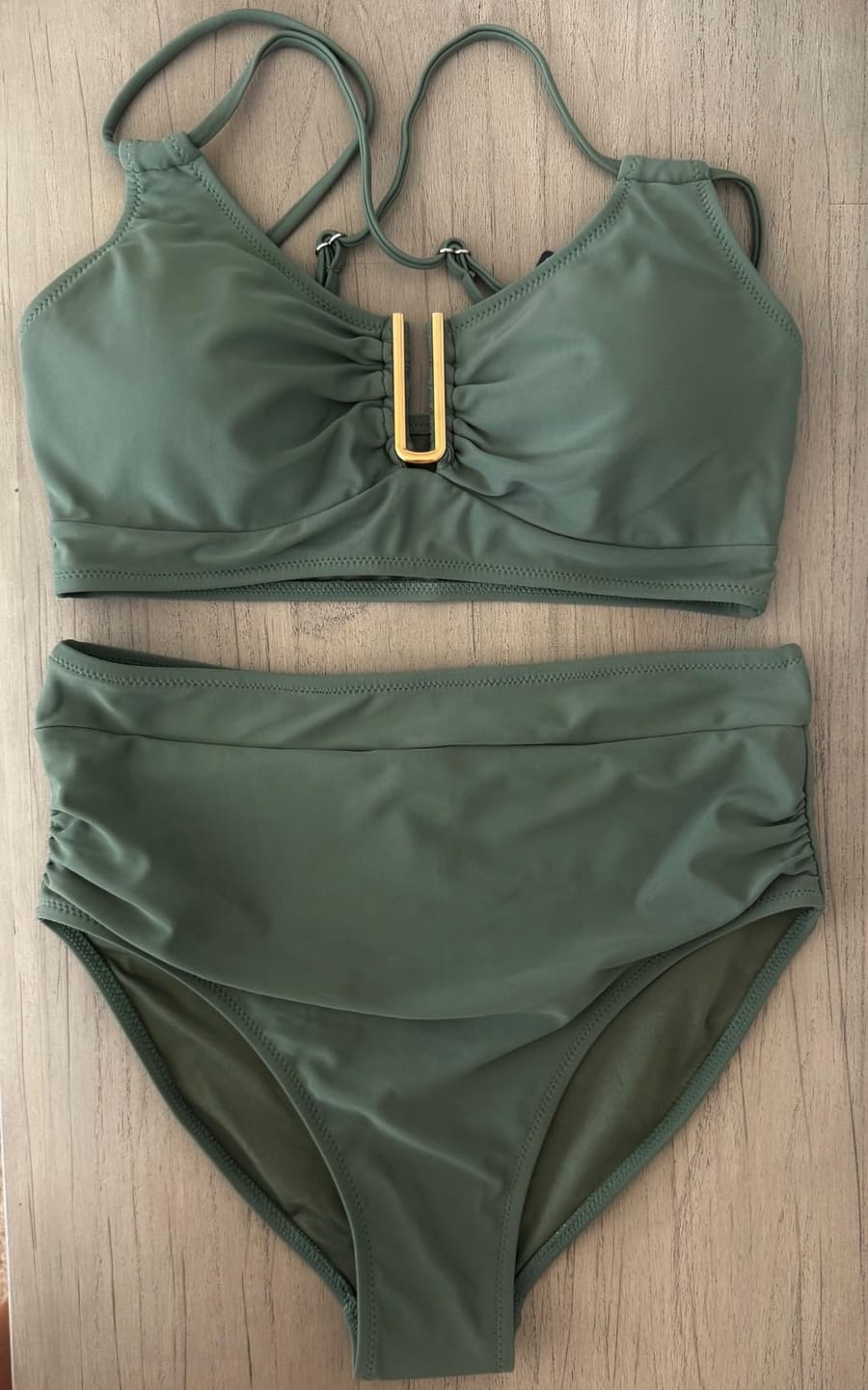 Customer photo review of Womens High Waisted Bikini Sets U-Wire Criss Cross Straps Tummy Control Swimsuits