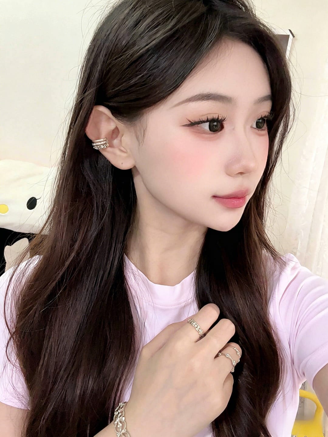 Customer photo review of "Bastet" 14K Gold Plated Vintage Iris Ear Cuffs, Statement Cartilage Earrings