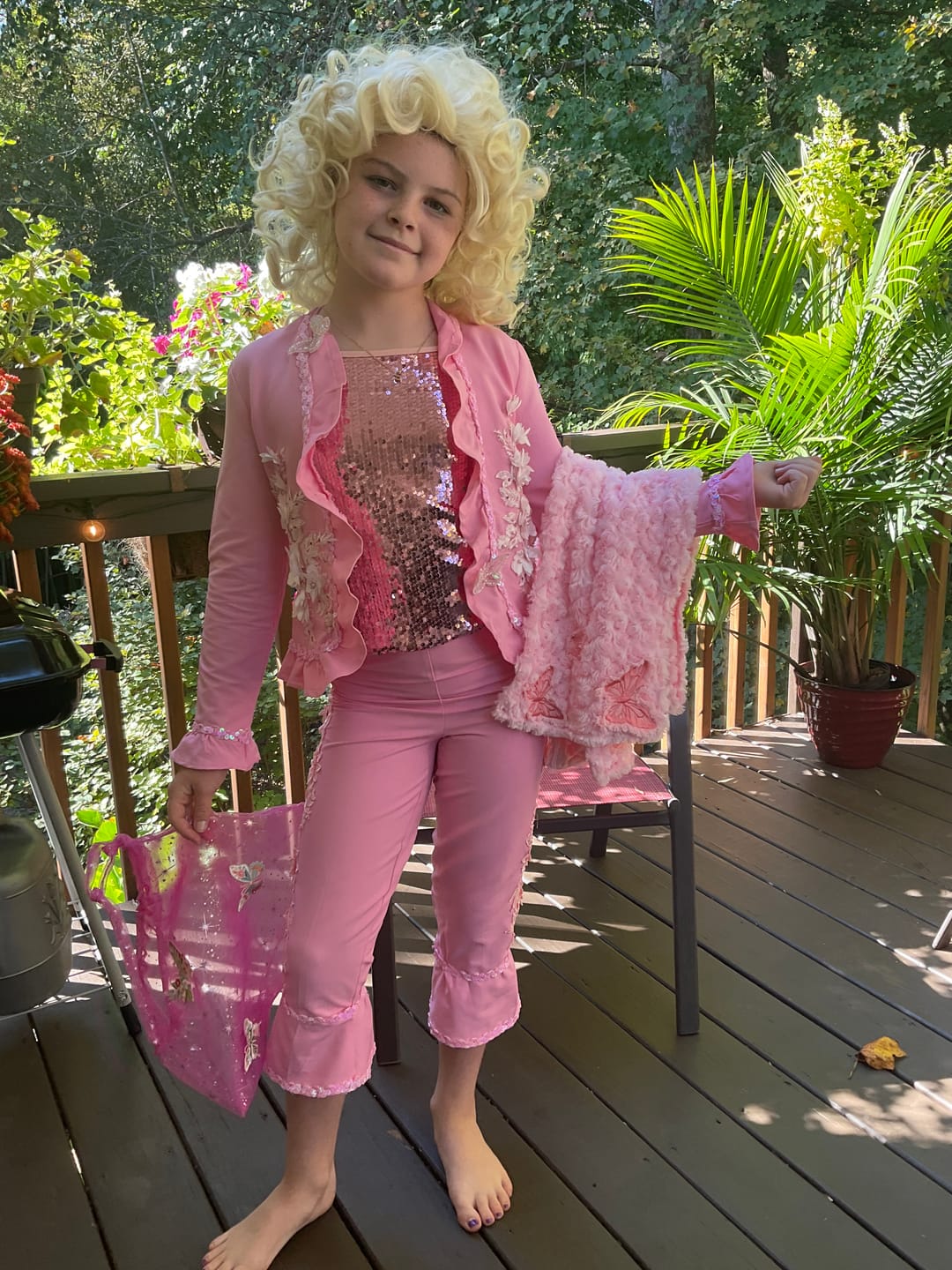 Customer photo review of Pink Denim Look Stretch Twill