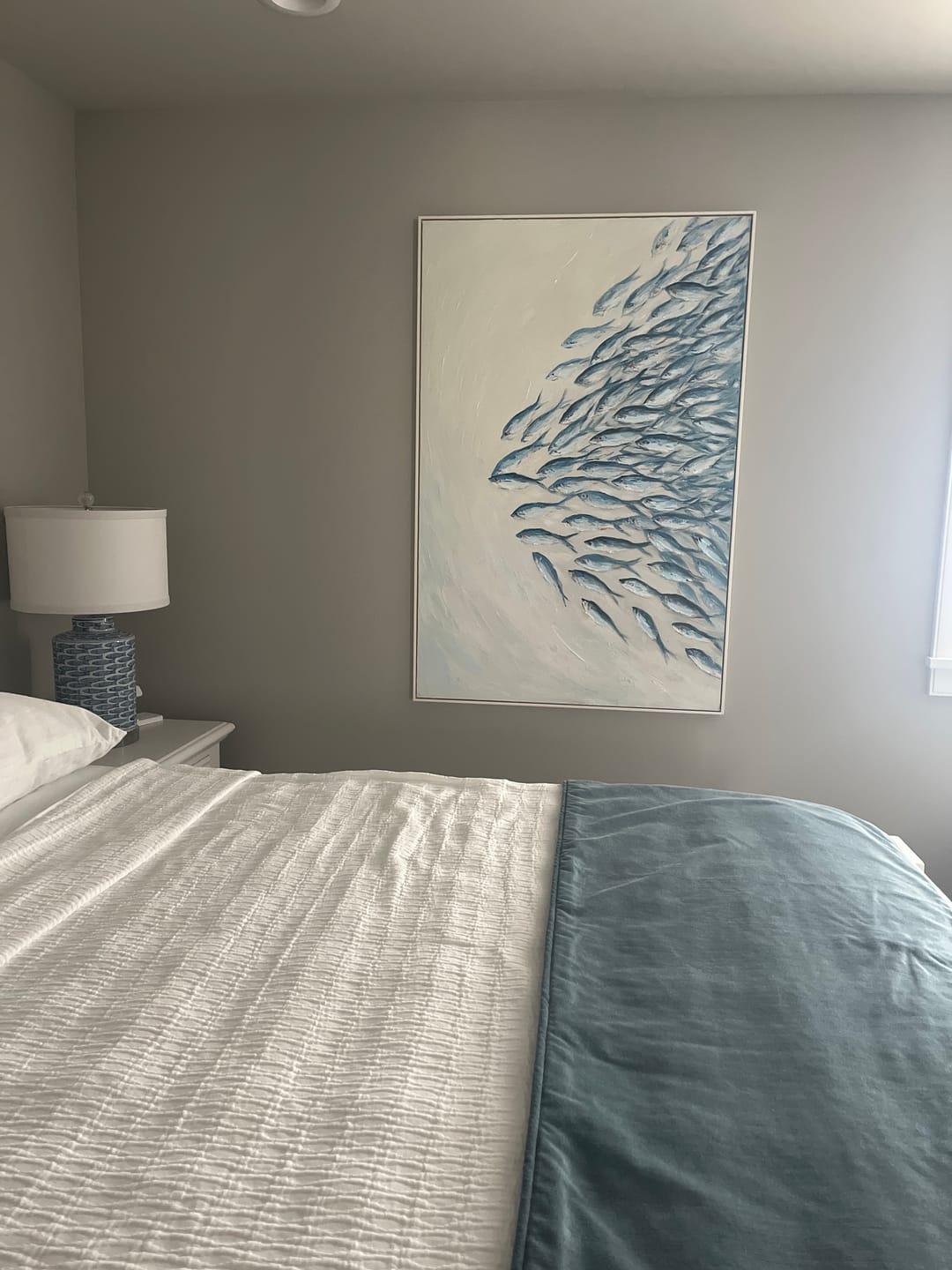 Customer photo review of Ocean Flow – Blue Fish Textured Coastal Wall Art