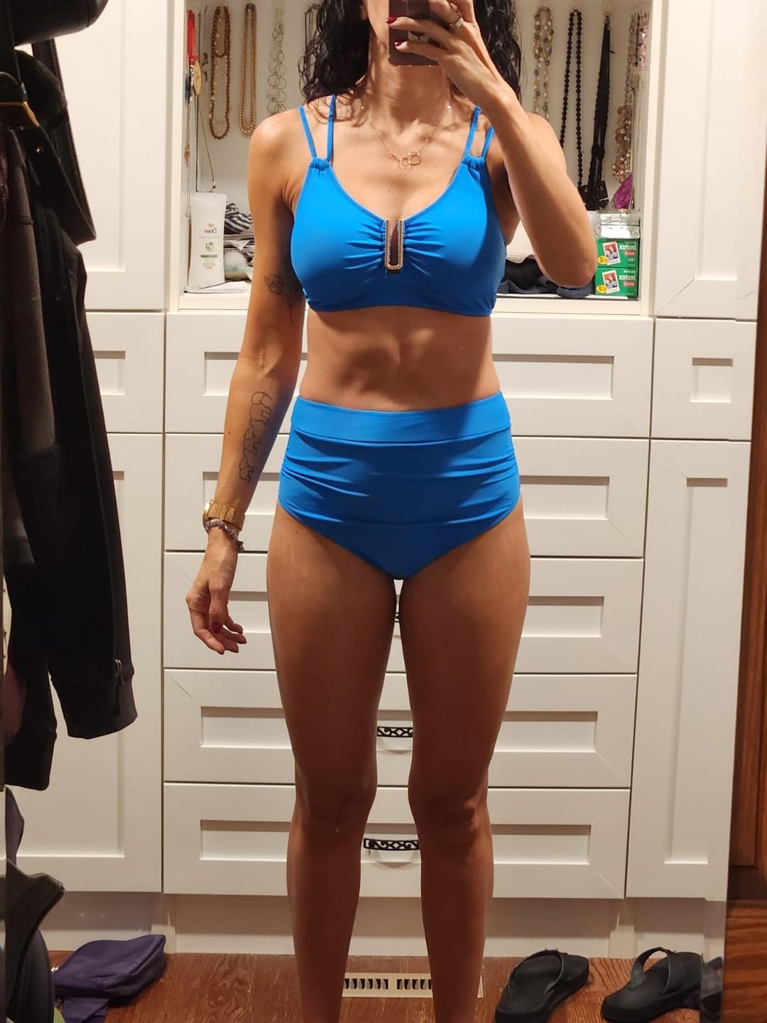 Customer photo review of Womens High Waisted Bikini Sets U-Wire Criss Cross Straps Tummy Control Swimsuits
