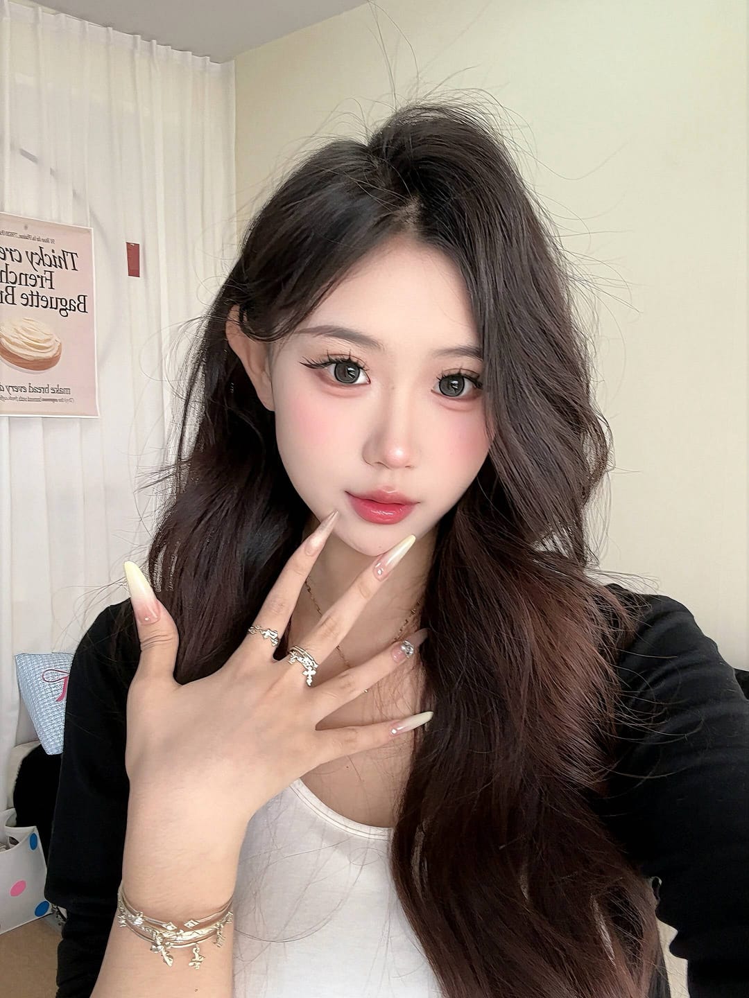 Customer photo review of "Bastet" 14K Gold Plated Iris Dangle Adjustable Ring, Statement Floral Jewelry