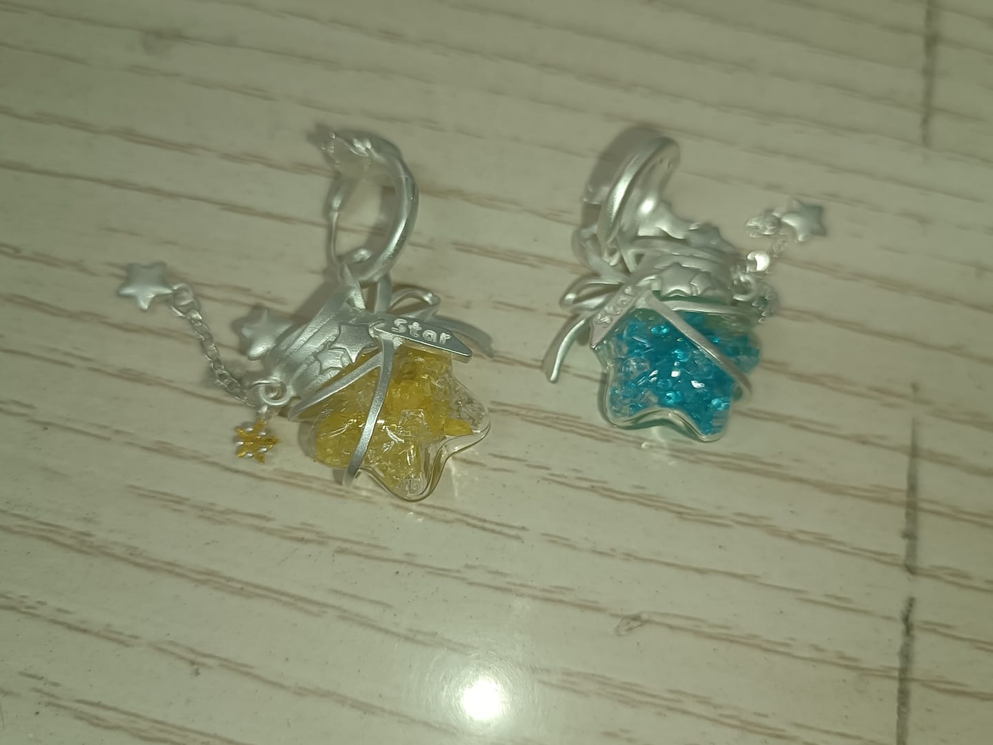 Customer photo review of "WISHING STAR" Platinum Plated Wishing Bottle Dangle Earrings