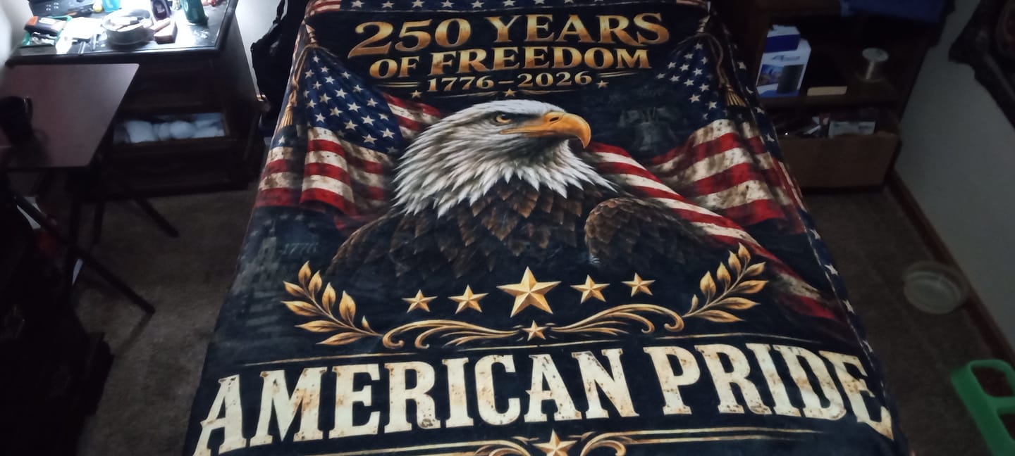 Customer photo review of 250 Years of Freedom American Pride Blanket