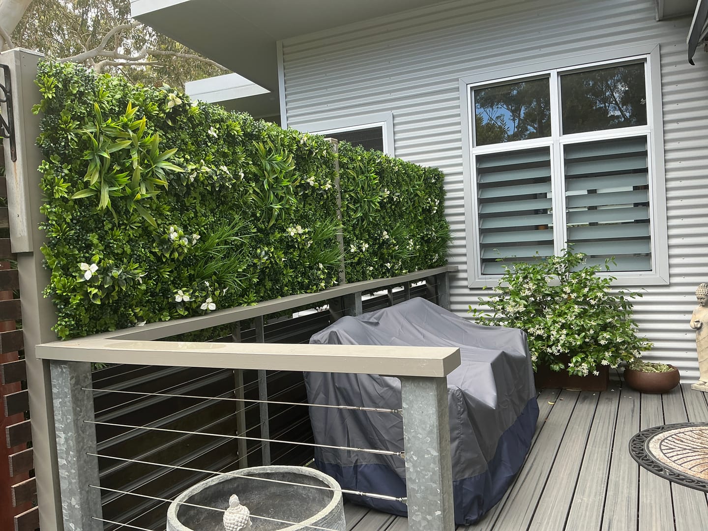 Customer photo review of Luxury White Oasis Vertical Garden / Green Wall UV Resistant 1m x 1m