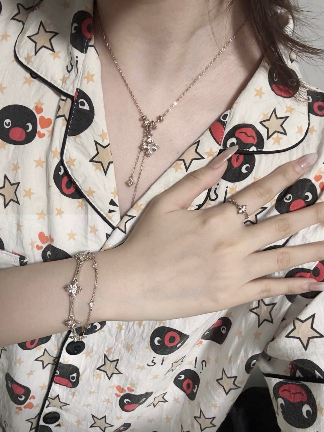 Customer photo review of "Bastet" Vintage Iris Pendant Necklace, with Zirconia
