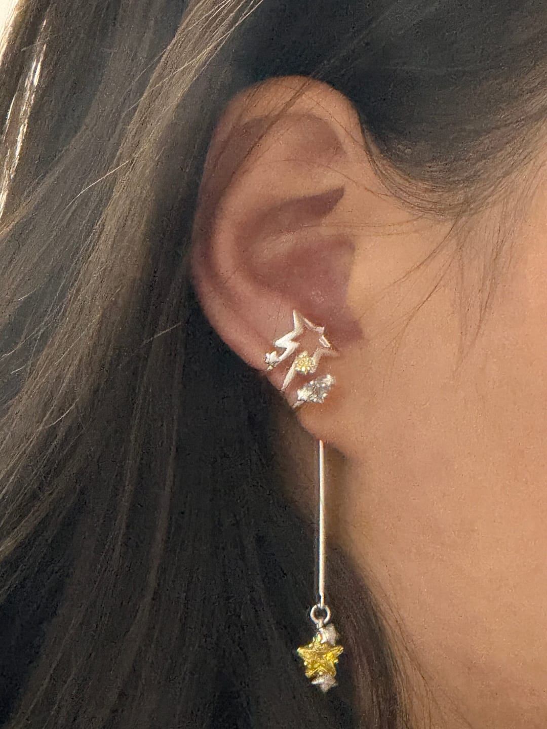 Customer photo review of "WISHING STAR" Zirconia Celestial Star Non-Pierced Ear Cuffs