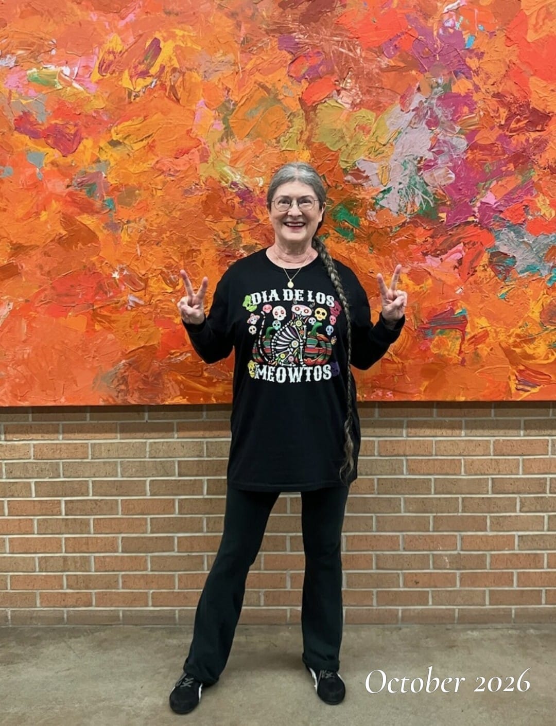 Customer photo review of Dia De Los Meowtos Mexicano T-Shirt