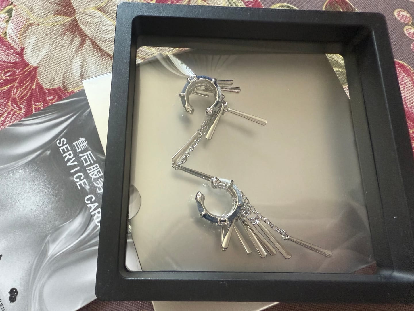 Customer photo review of "MIAO" Platinum Plated Miao Ethnic Tassel Ear Cuffs, Non-Pierced Dangle Earrings