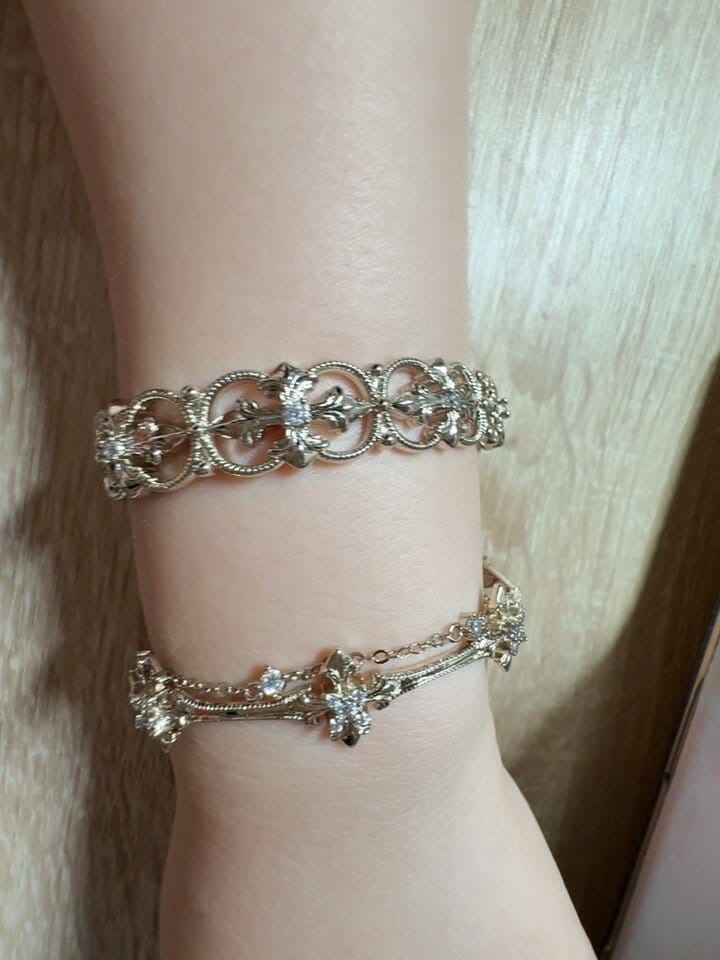 Customer photo review of "Bastet" 14K Gold Plated Vintage Iris Statement Bracelet
