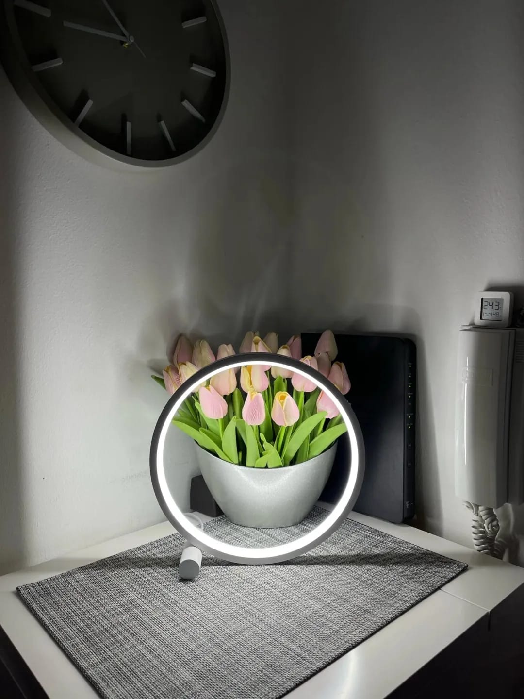 Customer photo review of Table Lamp, Ring-Shaped Touch Lamp, USB Powered, Aluminium