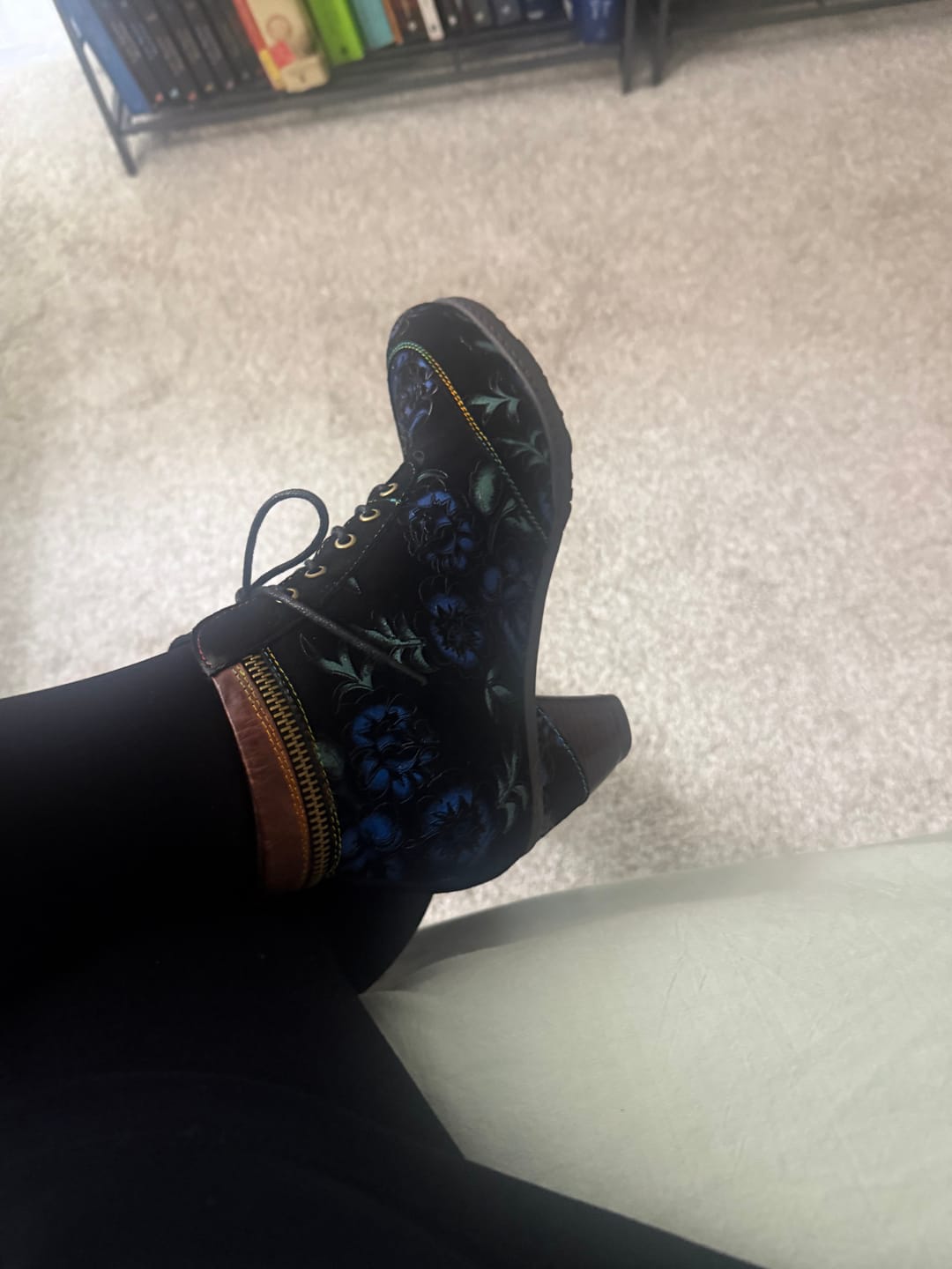 Customer photo review of Vintage Nocturne Blossom Ankle Boots