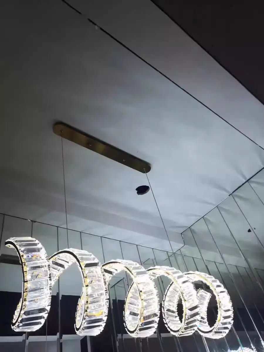 Customer photo review of Linear Crystal Chandelier, Spiral Wave, Gold or Chrome, 100-150 cm