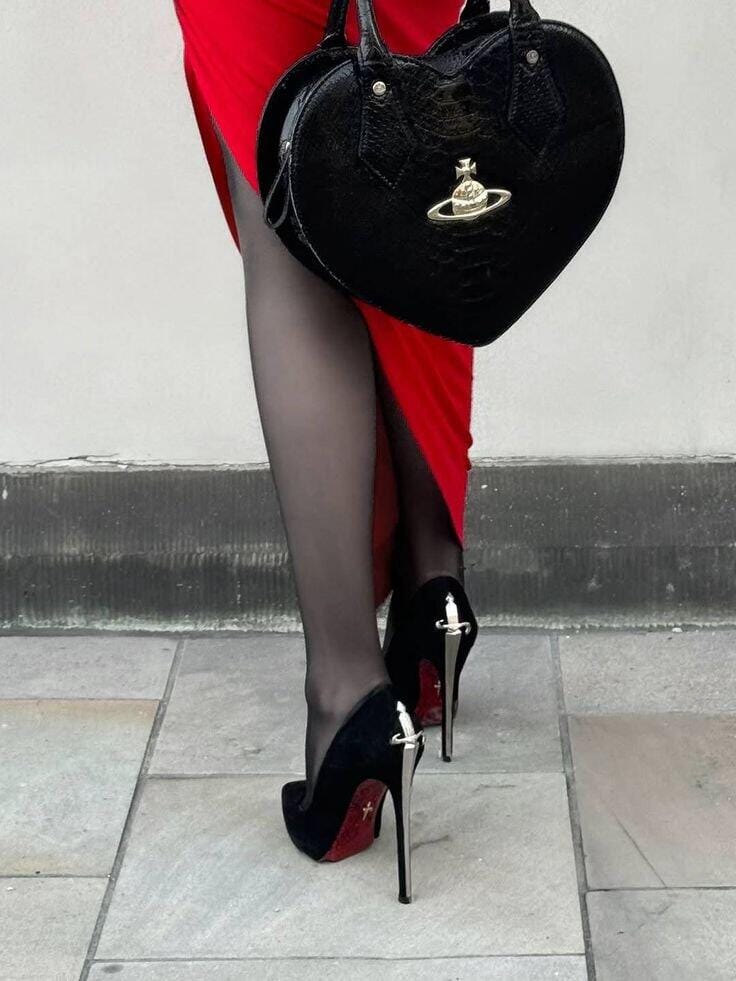 Customer photo review of THE MIDNIGHT VELVET DAGGER IN GOLD, SILVER & BURGUNDY — *ONLY 4 REMAIN*