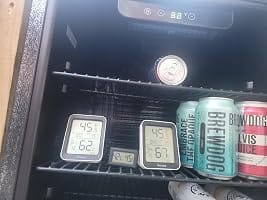 Customer photo review of Simzlife 4.5 Cu.ft Beverage Refrigerator and Cooler, 145 Can Mini fridge with Glass Door for Soda Beer Wine, Small Drink Dispenser with Digital Adjustable Thermostat for Home Office Bar