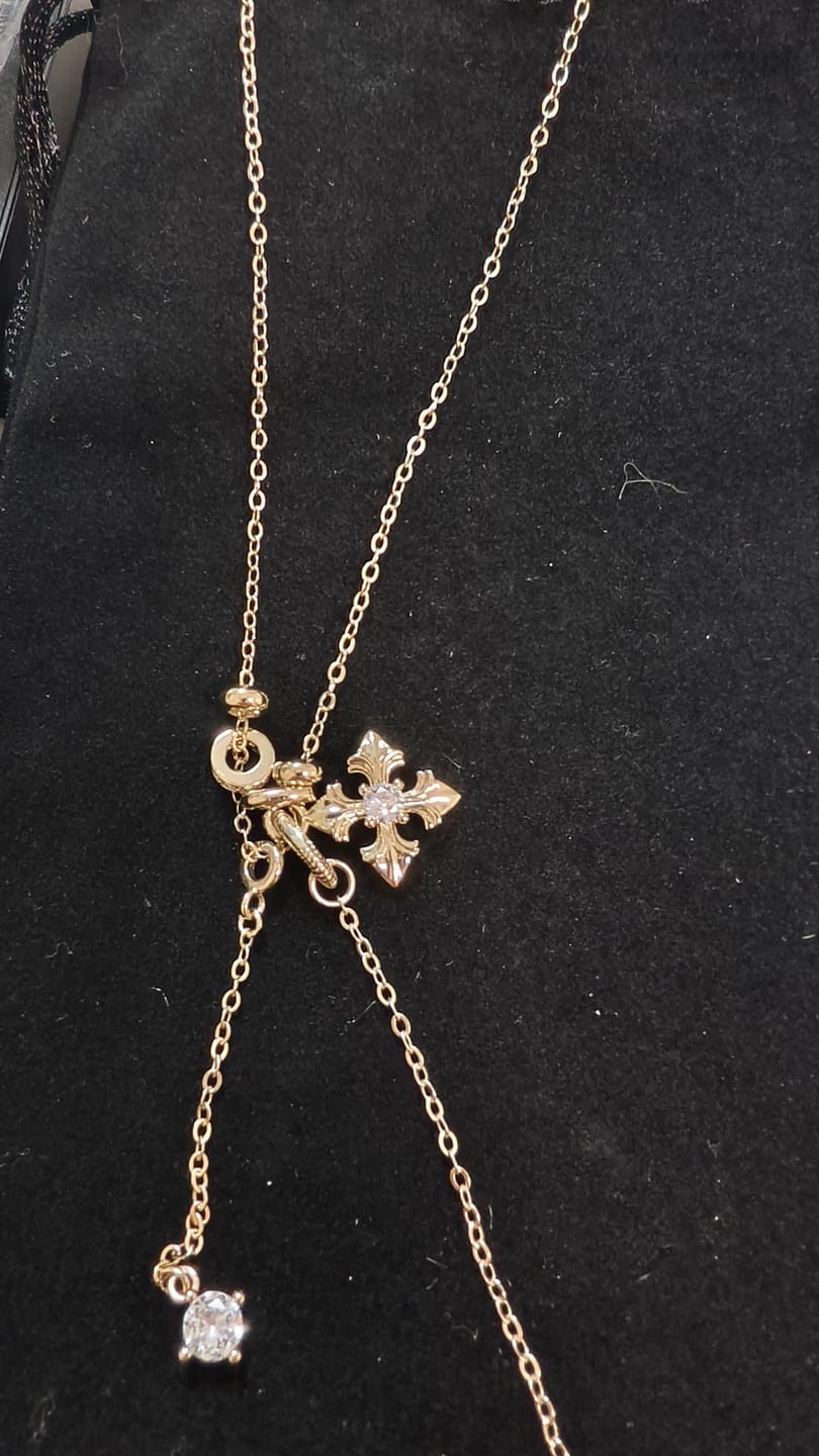 Customer photo review of "Bastet" Vintage Iris Pendant Necklace, with Zirconia