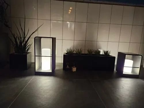 Customer photo review of Outdoor Lantern, Black Aluminium, Solar or USB Rechargeable