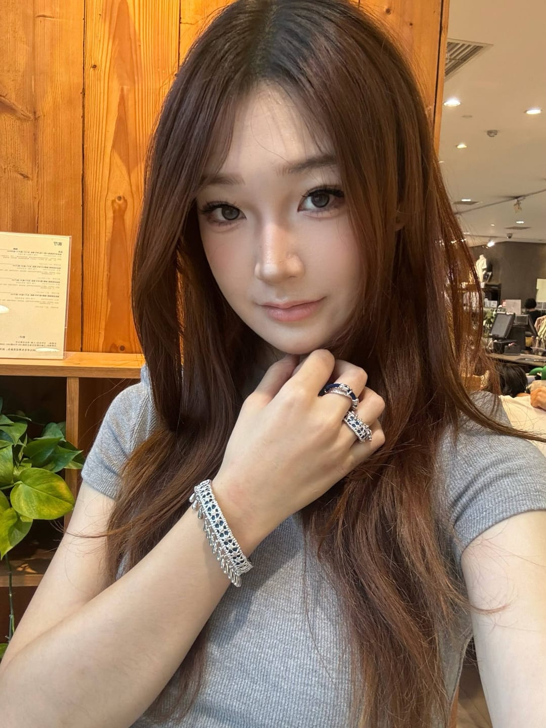 Customer photo review of "MIAO" Platinum Plated Ethnic Tie-Dye Tassel Bangle, Statement Cuff Bracelet