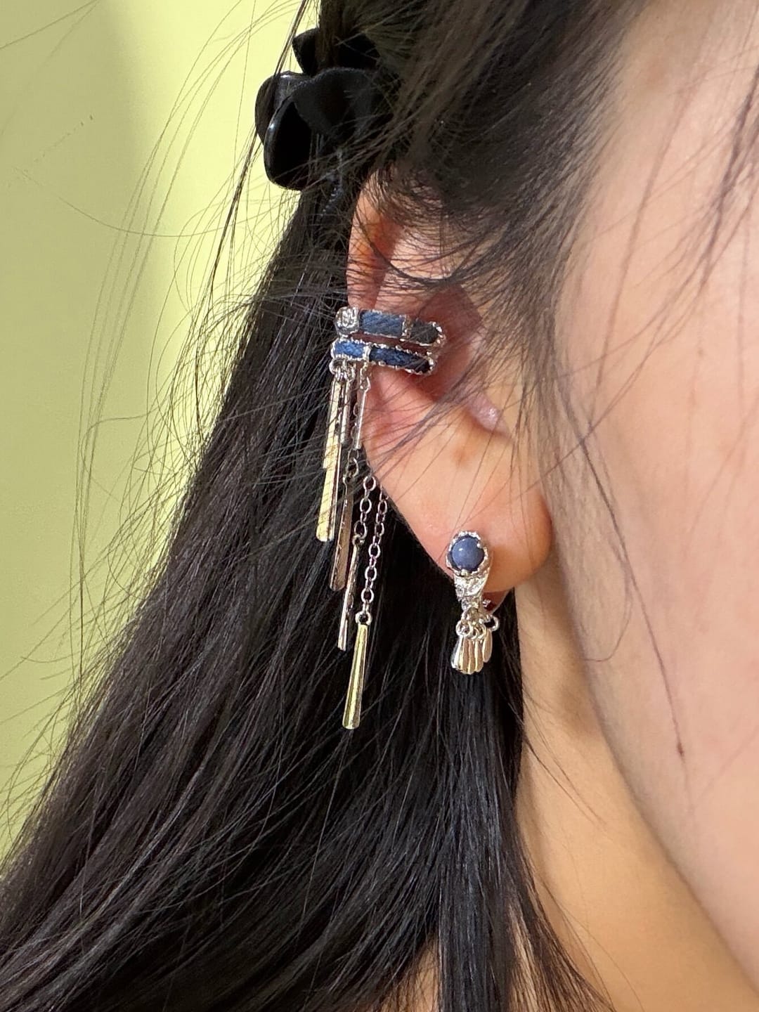 Customer photo review of "MIAO" Platinum Plated Miao Ethnic Tassel Ear Cuffs, Non-Pierced Dangle Earrings