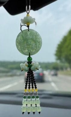 Customer photo review of Crystal Gourd & Pixiu Car Charm – Lotus Pendant for Luck & Protection