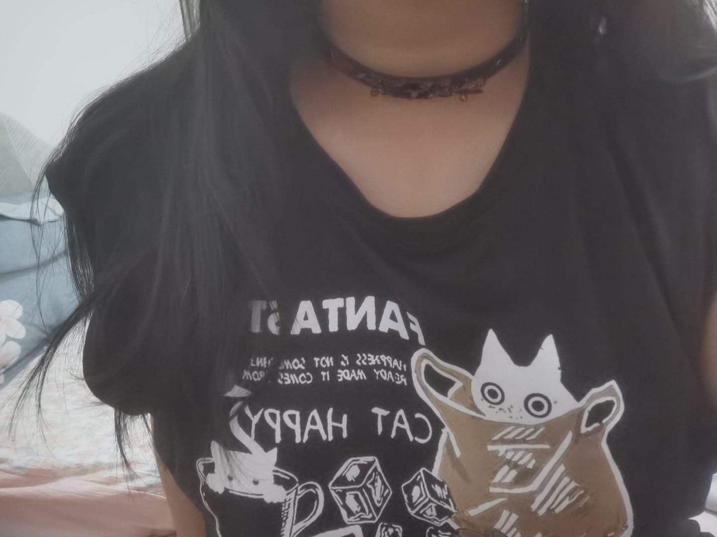 Customer photo review of "TWILIGHT ROSE" Black Gold Plated Thermochromic Rose Bow Choker, Gothic Leather Collar
