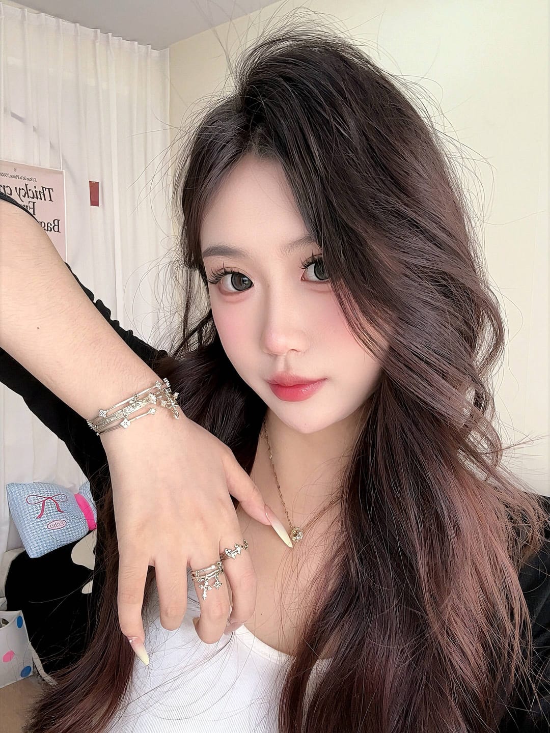 Customer photo review of "Bastet" 14K Gold Plated Vintage Iris Adjustable Bangle, Statement Cuff