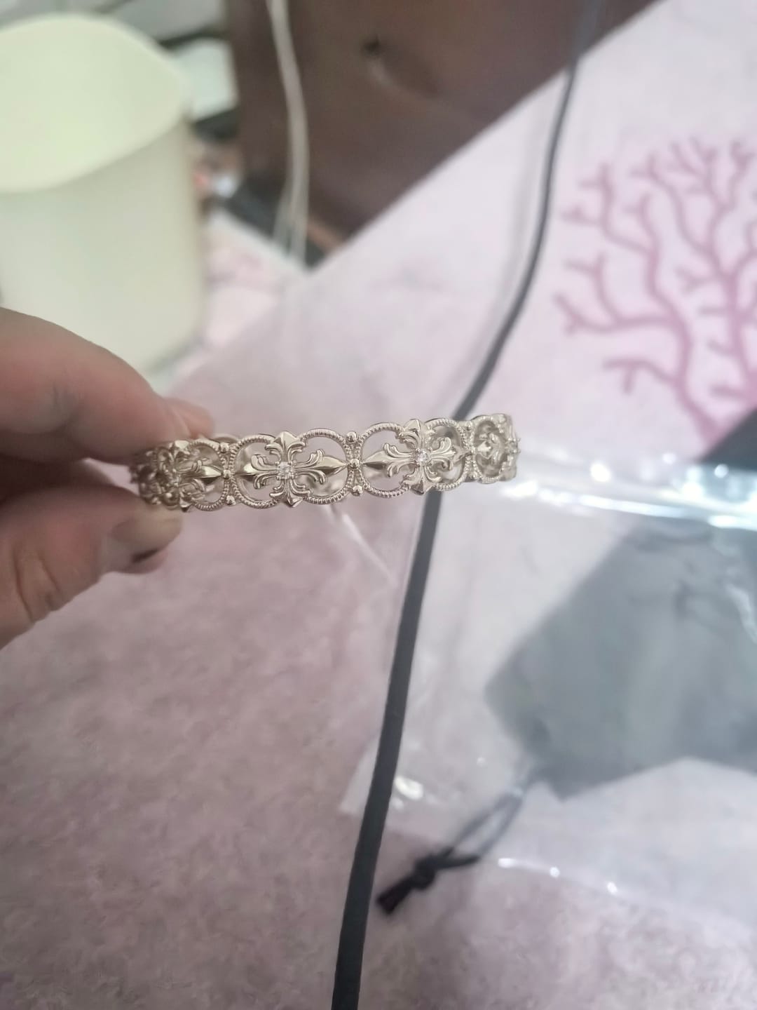 Customer photo review of "Bastet" 14K Gold Plated Vintage Iris Statement Bracelet