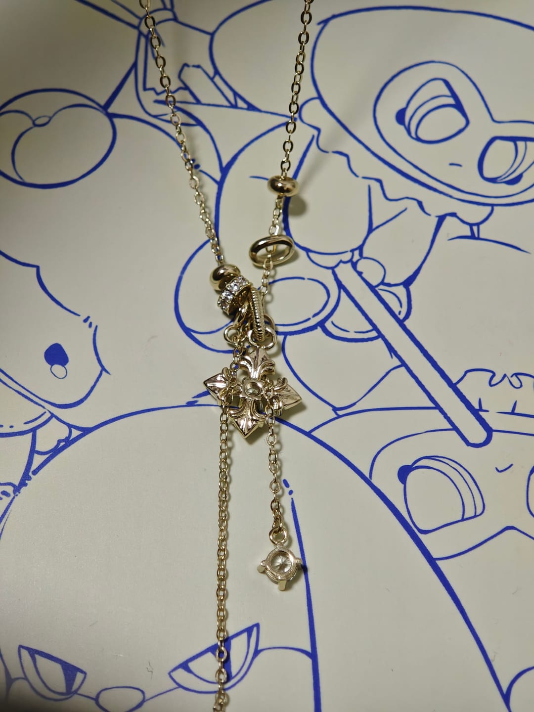 Customer photo review of "Bastet" Vintage Iris Pendant Necklace, with Zirconia