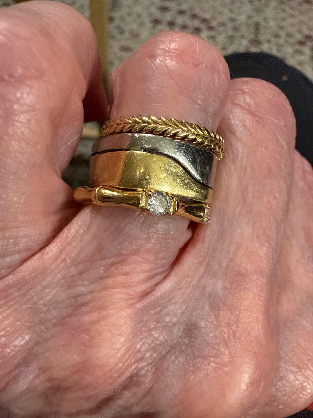 Customer photo review of Bamboo Ring With Stones