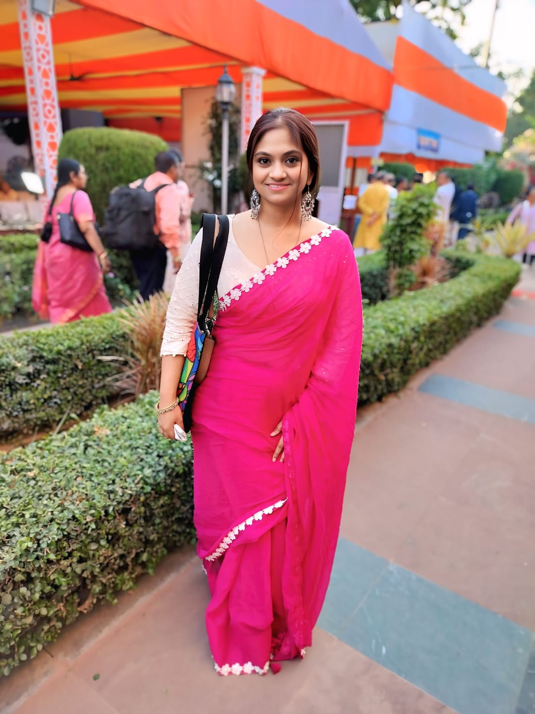 Customer photo review of Flower Pink Cotton Saree