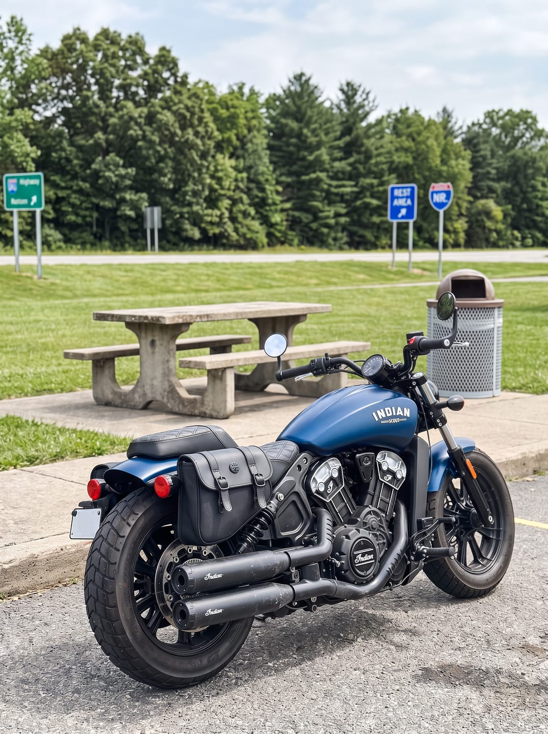Customer photo review of 8L - Pony Indian Scout Bobber Leather Saddlebags
