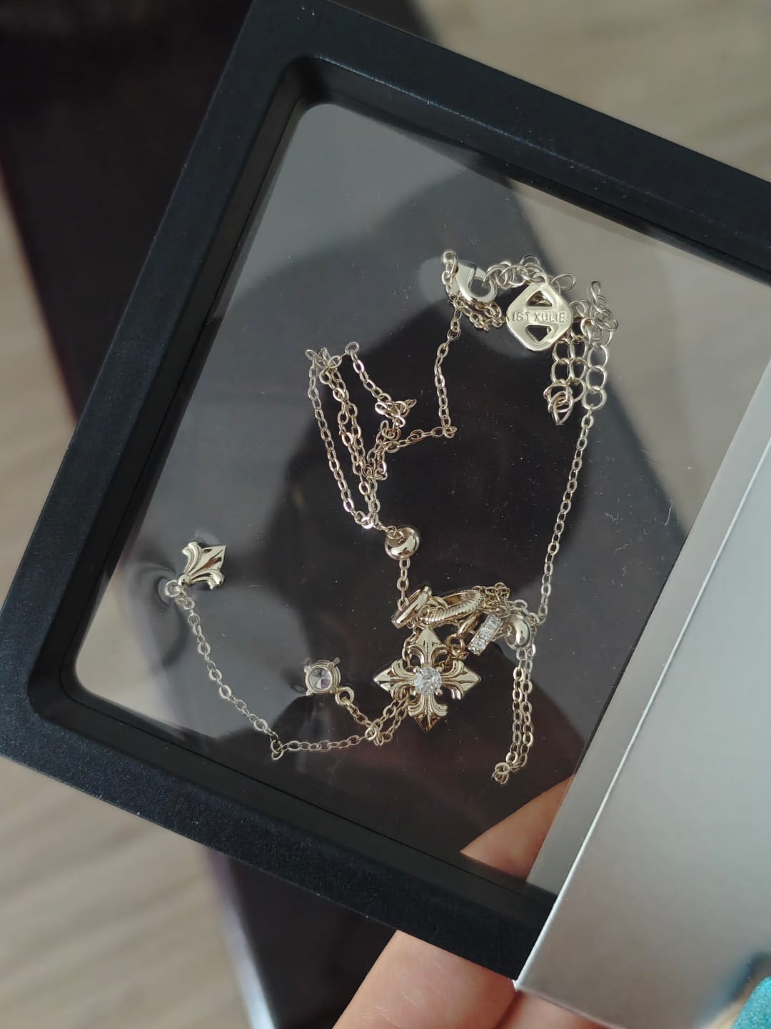 Customer photo review of "Bastet" Vintage Iris Pendant Necklace, with Zirconia