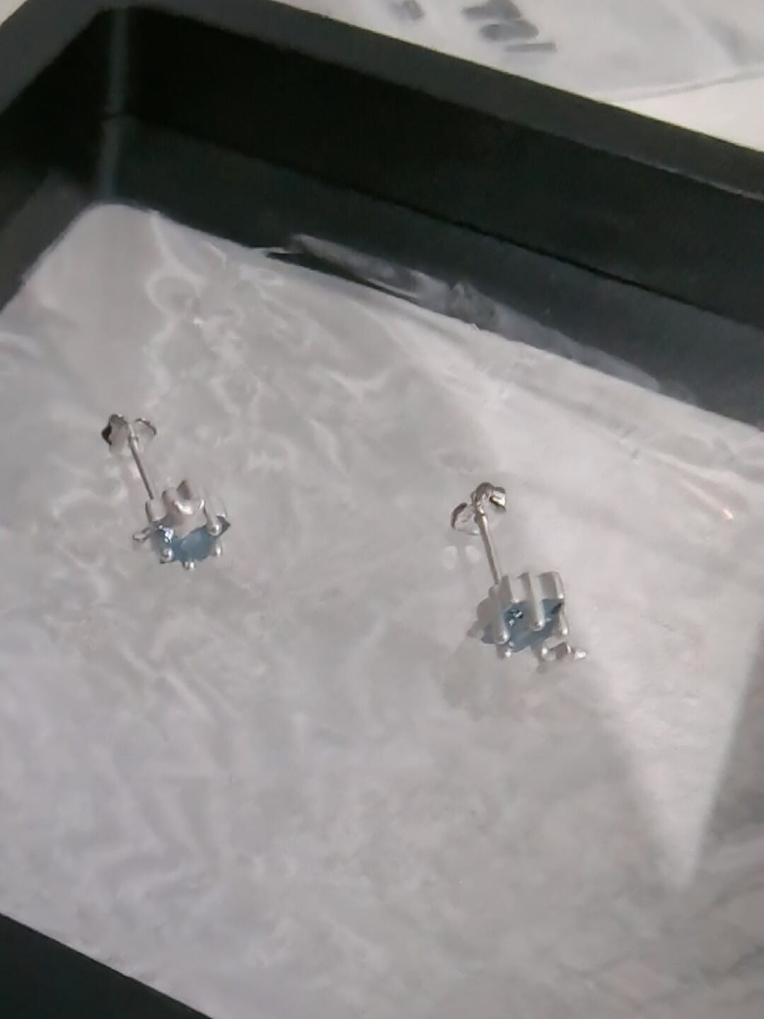 Customer photo review of "WISHING STAR" Rhodium Plated Zirconia Wishing Star Stud Earrings, Celestial Star Earrings