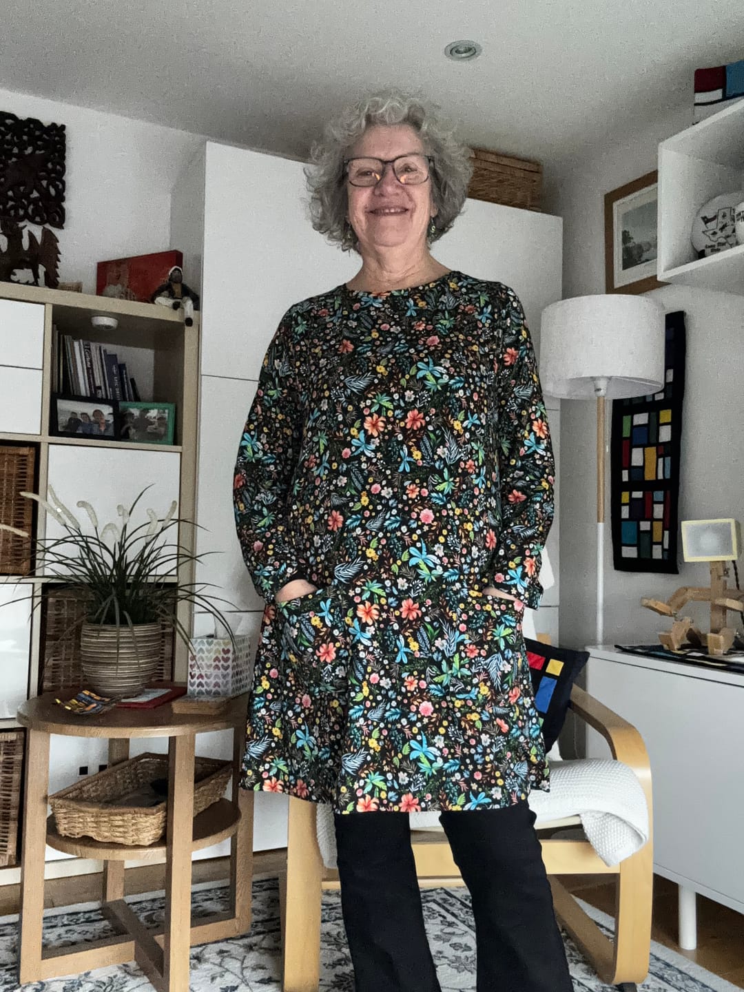 Customer photo review of Busy Floral on Black Bamboo Jersey Fabric