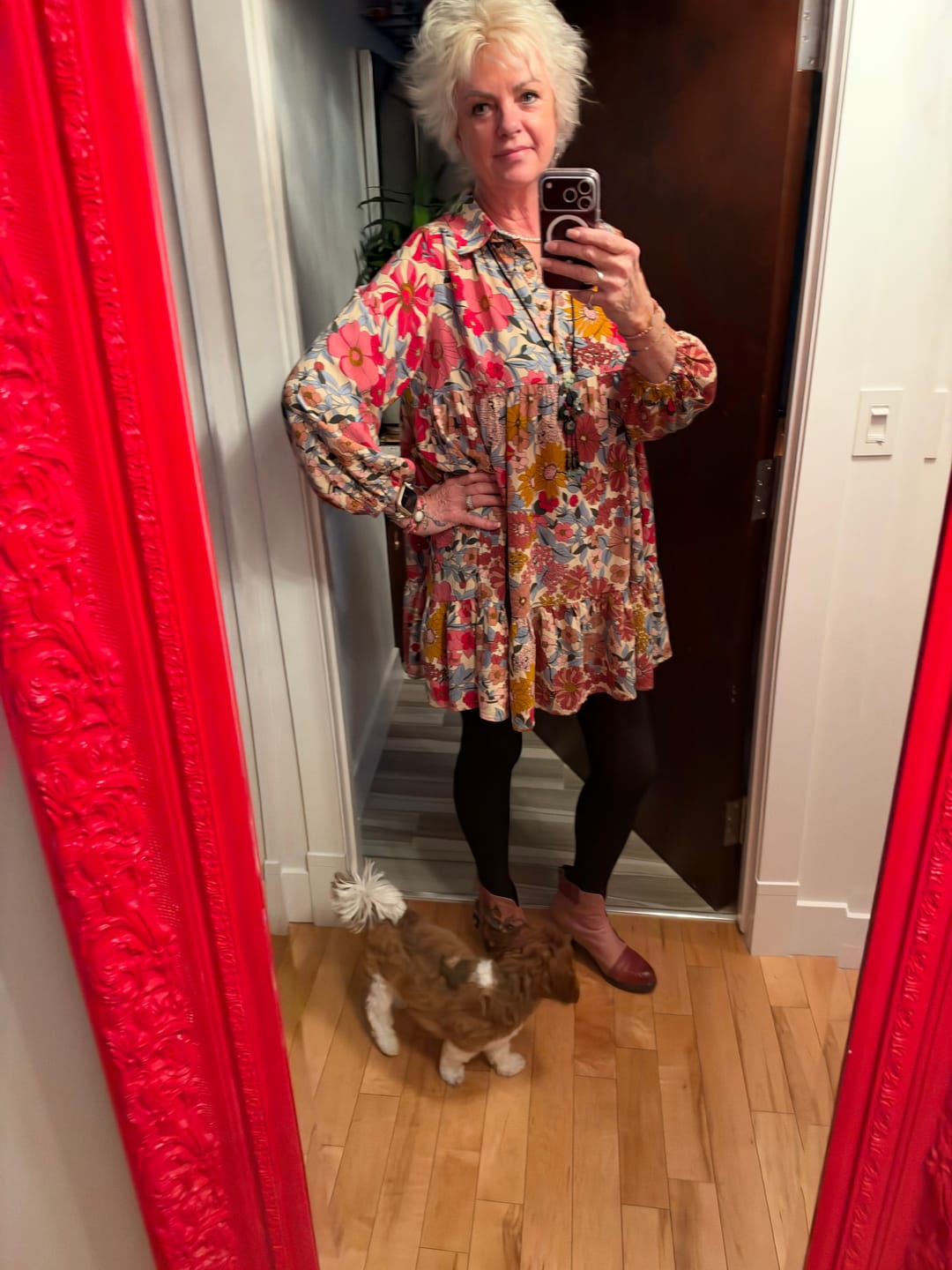 Customer photo review of Grace Blossom Pink Ankle Boots