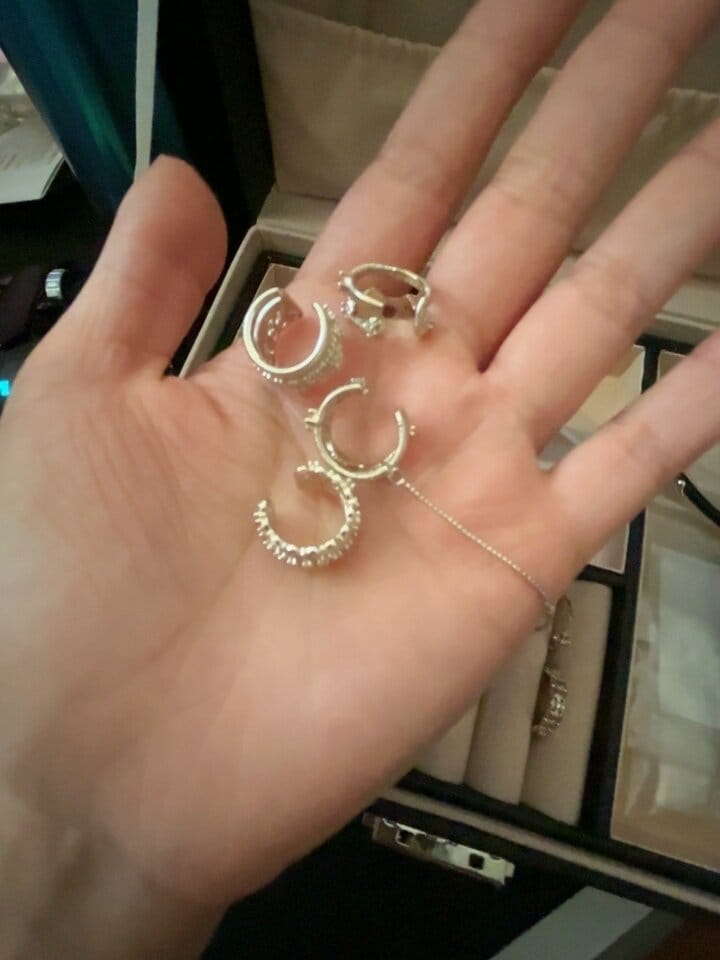 Customer photo review of "Bastet" 14K Gold Plated Vintage Iris Ear Cuffs, Statement Cartilage Earrings