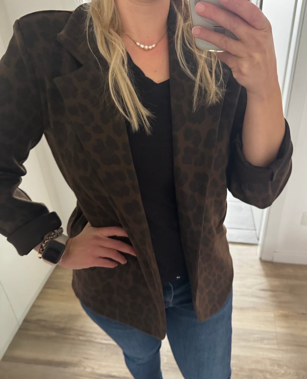 Customer photo review of Stretch Butterstoff Blazer LOOK TO THE SKY LEO dark chocolate/schwarz