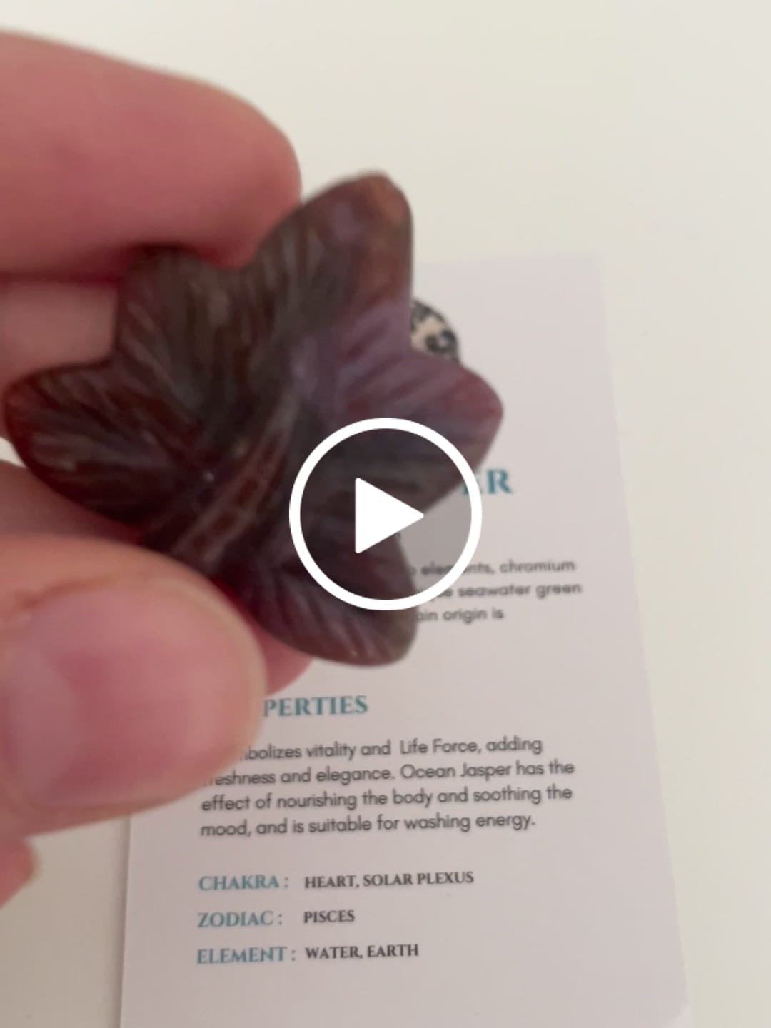 Customer video review of Natural Crystal Carved Leaf