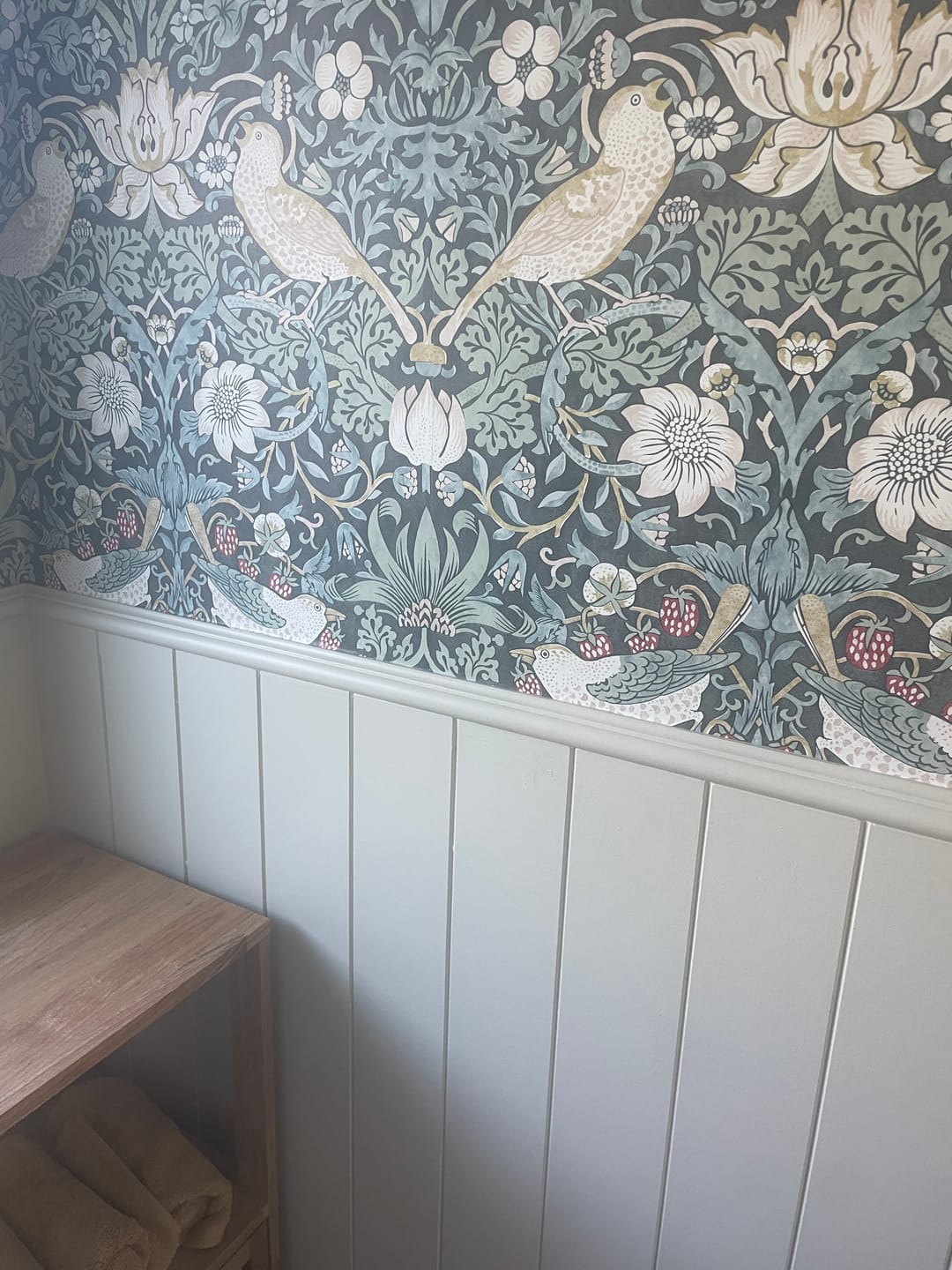 Customer photo review of Strawberry Thief Wallpaper - Ink