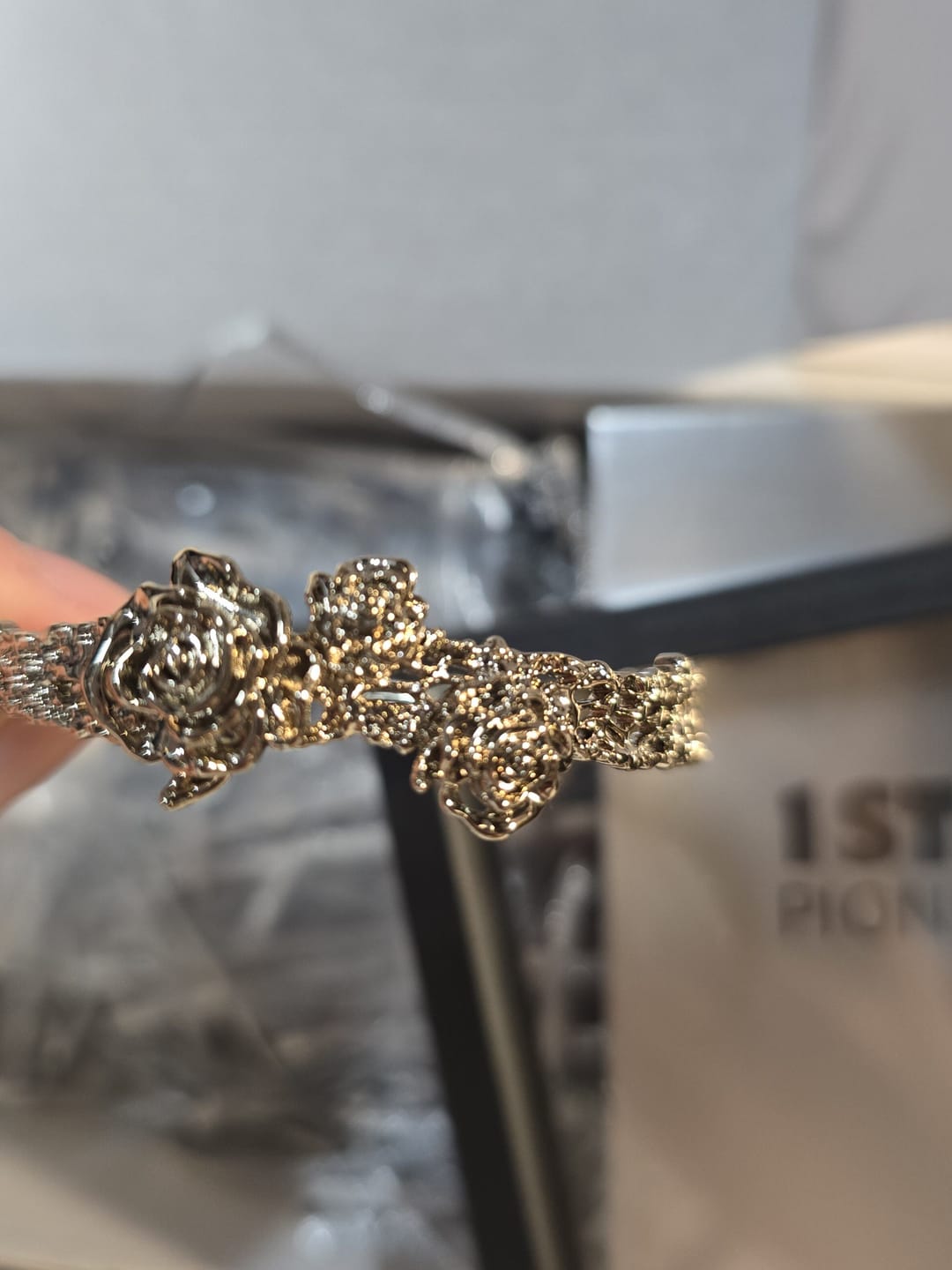 Customer photo review of "Lace Rose" 14K Gold Plated Victorian Lace Rose Tassel Charm Bracelet