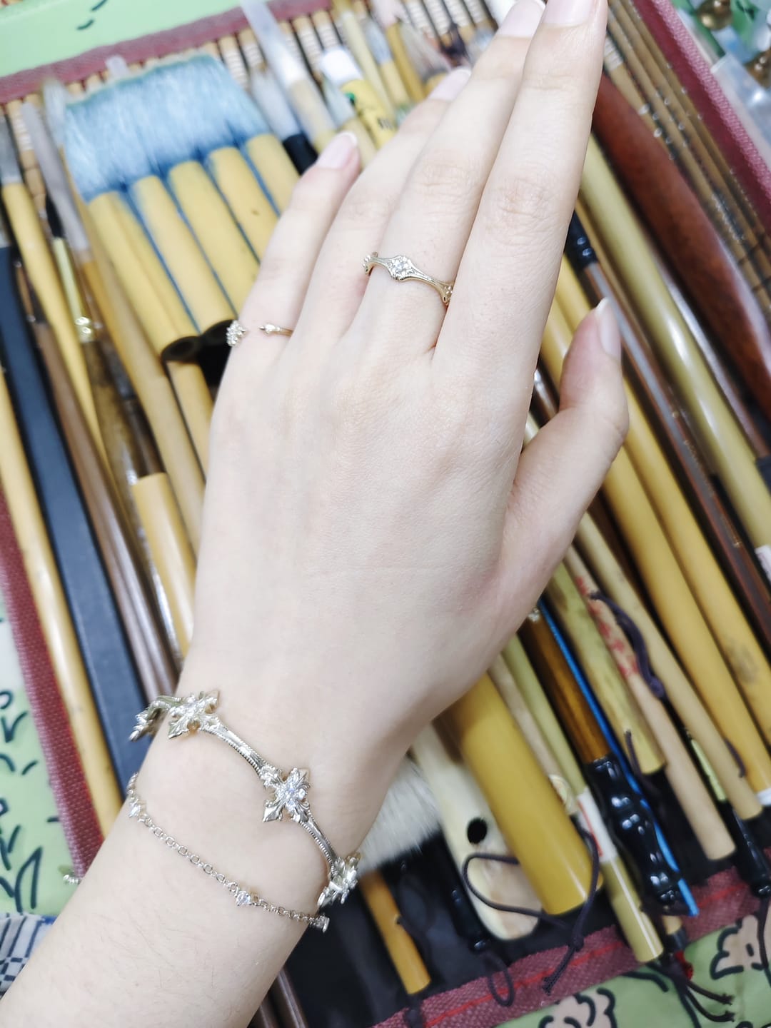 Customer photo review of "Bastet" 925 Sterling Silver Vintage Fleur-de-lis Adjustable Ring, Crown Cross Rings